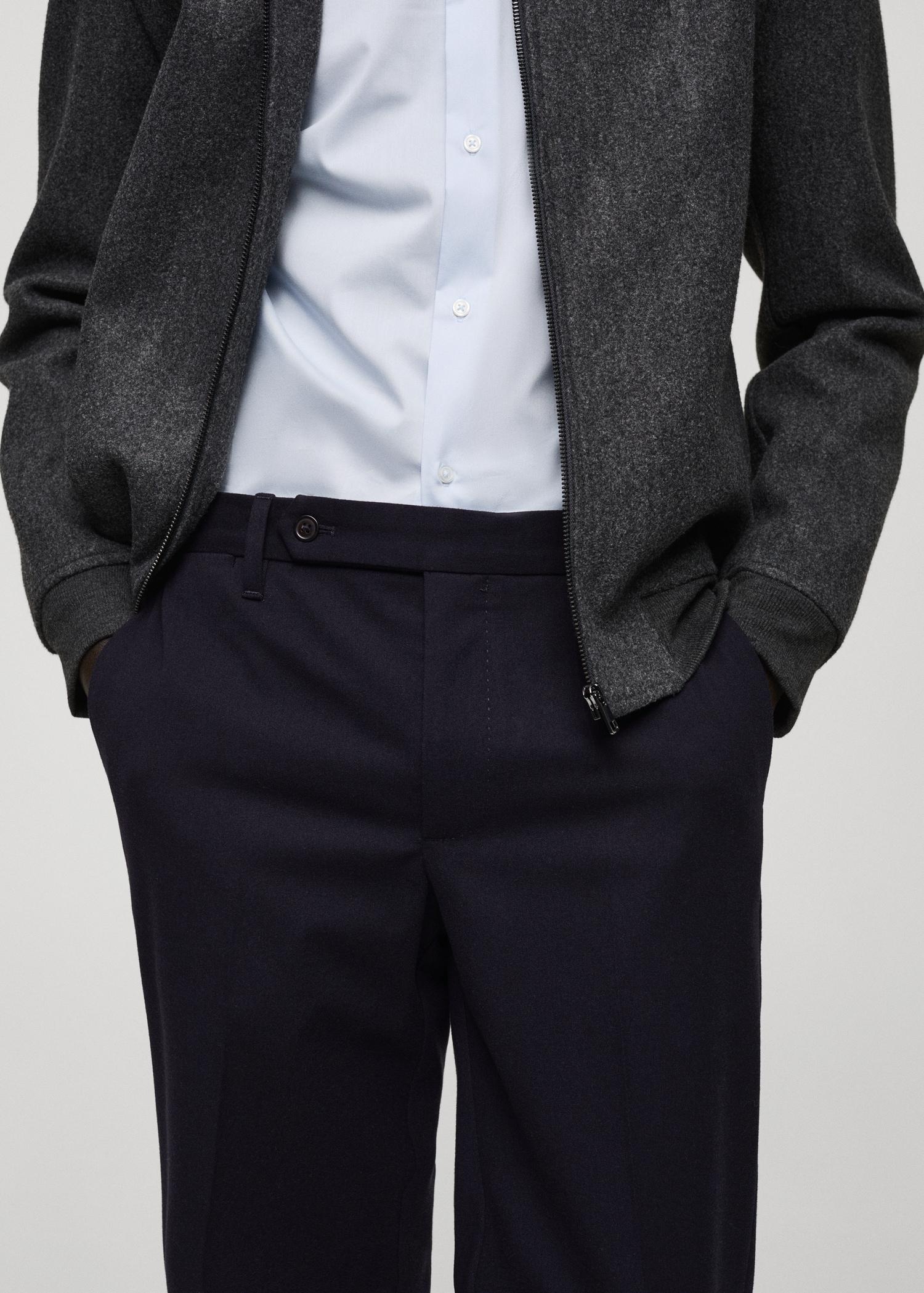 Slim-fit flannel pants - Men | MANGO USA Product Image