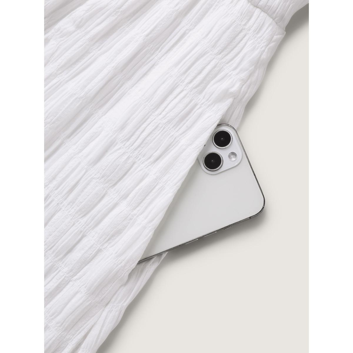 Plus Size Rayon Lace Cinched-Waist Midi Dress WhiteSmoke Women V-neck Half Sleeve Curvy BloomChic 26/4X Product Image