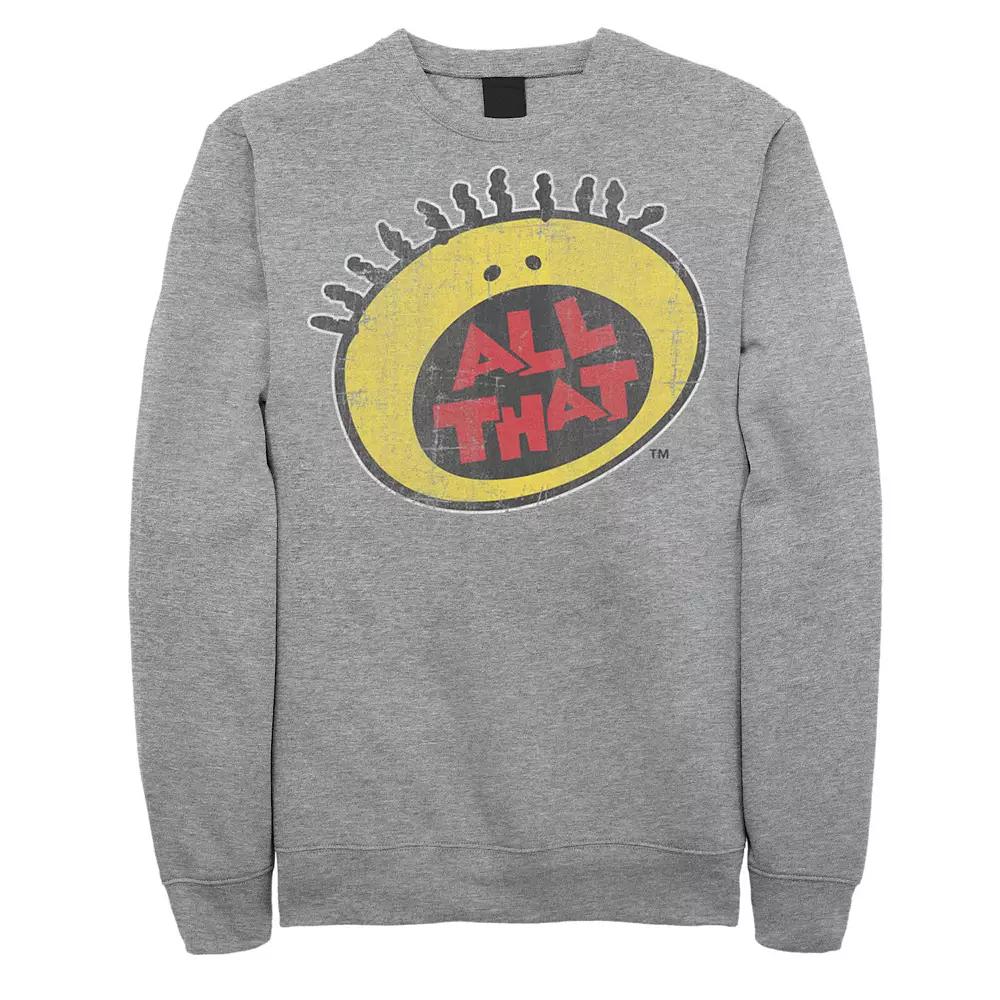 Men's Nickelodeon All That Classic Vintage Face Logo Title Graphic Fleece Pullover, Size: XXL, Athletic Grey Product Image