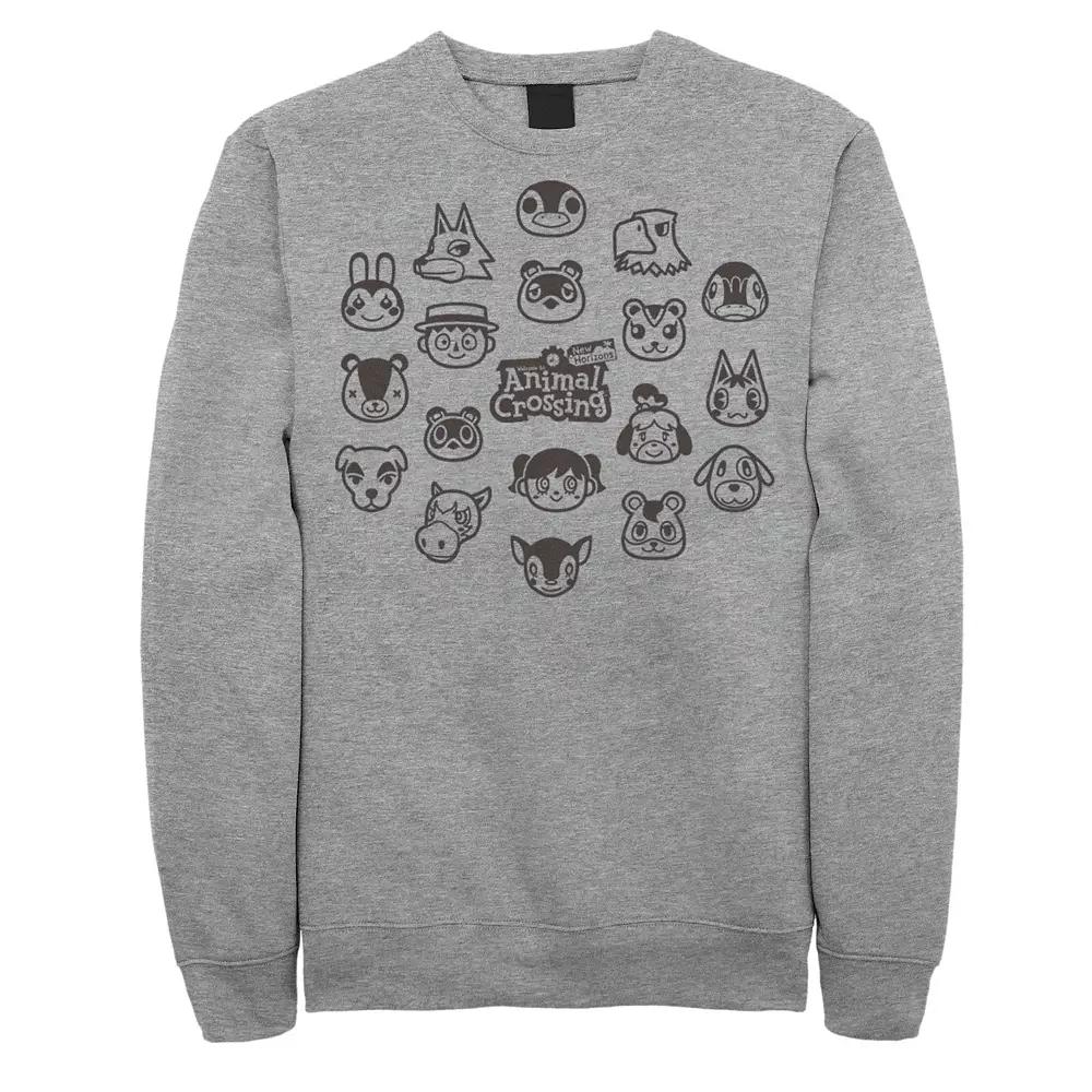 Big & Tall Animal Crossing Characters Heads Group Fleece Sweatshirt, Men's,  Product Image