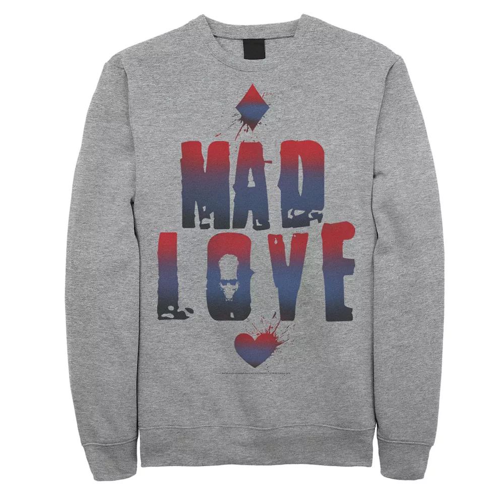 Mens DC Comics Batman Harley Quinn And Joker Mad Love Text Sweatshirt, Men's,  Product Image