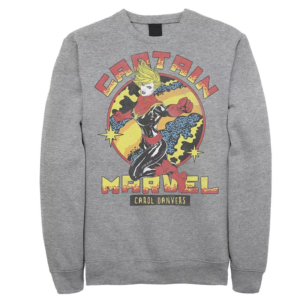 Men's Marvel Captain Marvel Vintage Space Logo Portrait Fleece, Size: Small, Athletic Grey Product Image
