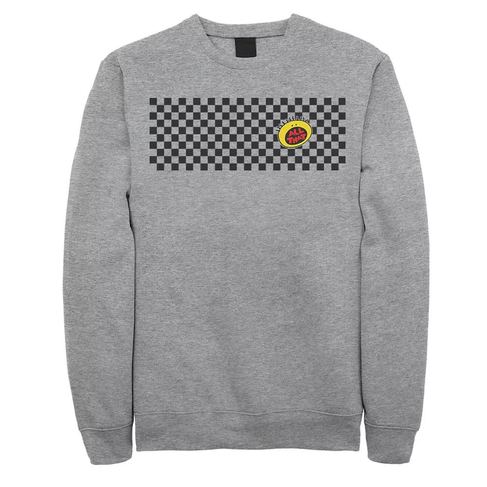 Men's Nickelodeon All That Left Chest Logo Paneled Checkers Graphic Fleece Pullover,  Product Image