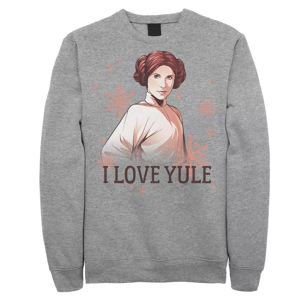 Men's Star Wars Leia I Love Yule Christmas Snowflake Sweatshirt,  Product Image