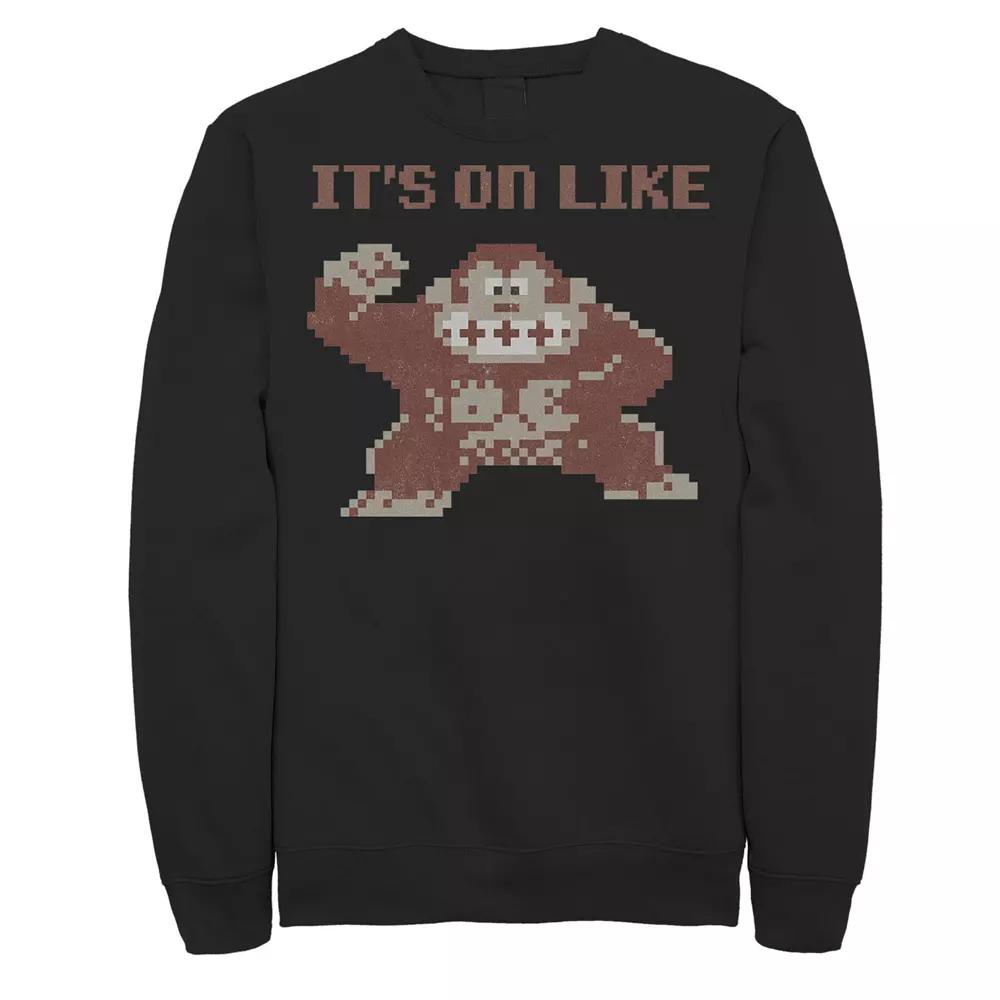 Men's Nintendo Nintendo Donkey Kong Classic Its On Graphic Fleece Pullover, Size: Medium, Black Product Image