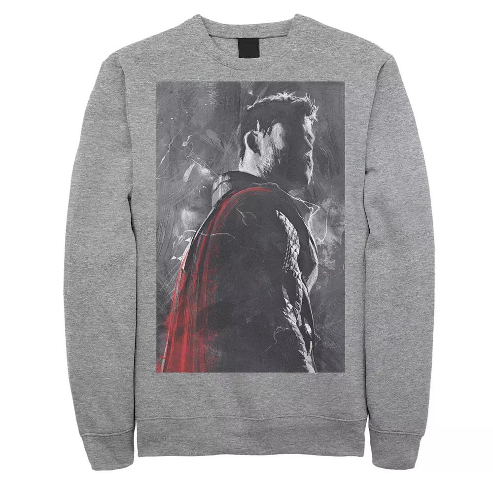 Mens Marvel Thor Color Pop Poster Sweatshirt Athletic Grey Product Image