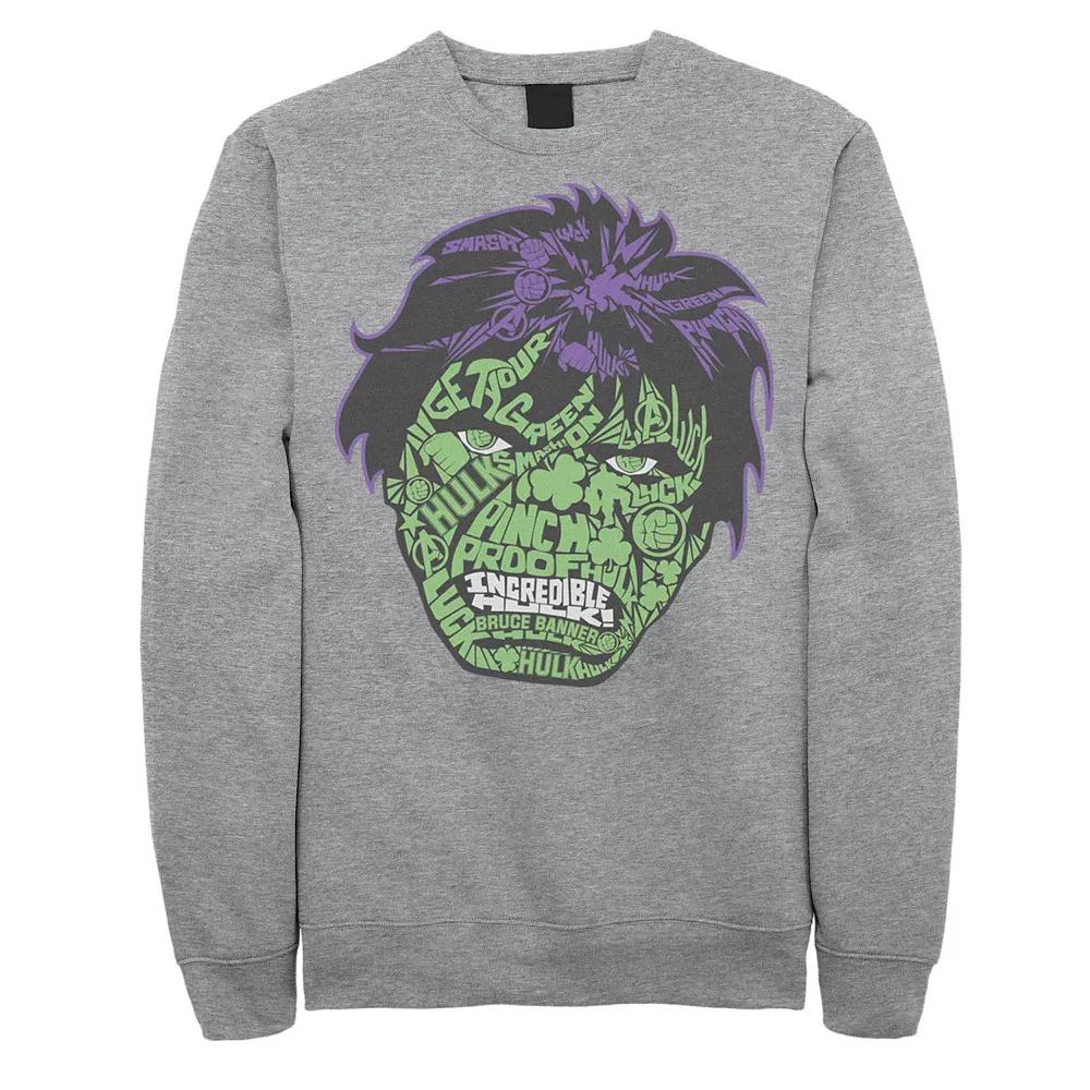 Men's Marvel Hulk St. Patty's Head Build Up Fill Sweatshirt,  Product Image