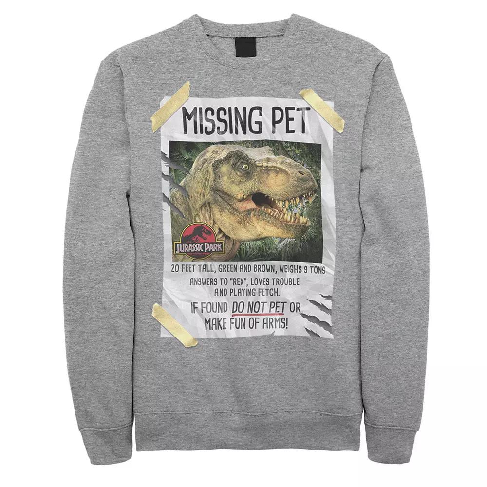 Men's Jurassic Park Missing Pet T-Rex Poster Taped Sweashirt,  Product Image