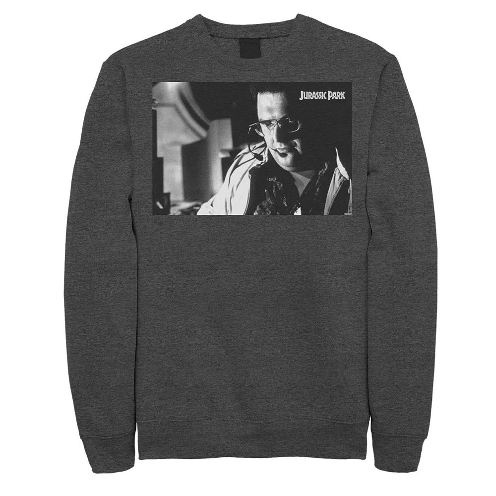 Men's Jurassic Park Dennis Nedry Computer Work Sweatshirt, Size: Medium, Grey Heather Product Image