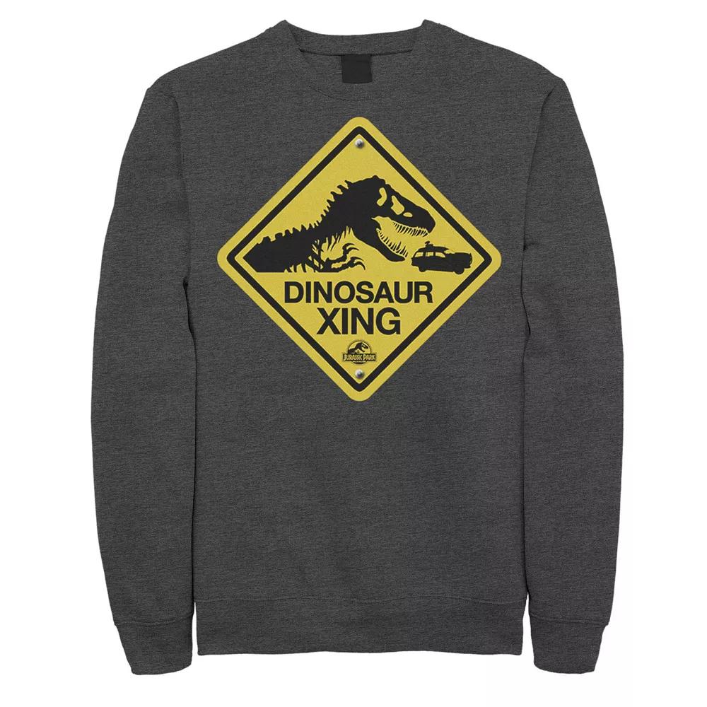 Men's Jurassic Park Dinosaur Crossing Yellow Sign Sweatshirt,  Product Image