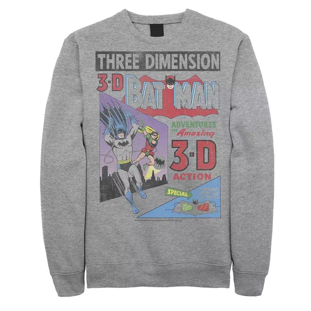 Men's DC Comics Batman Three DiMen'sion Vintage Comic Cover Sweatshirt, Size: Medium, Athletic Grey Product Image
