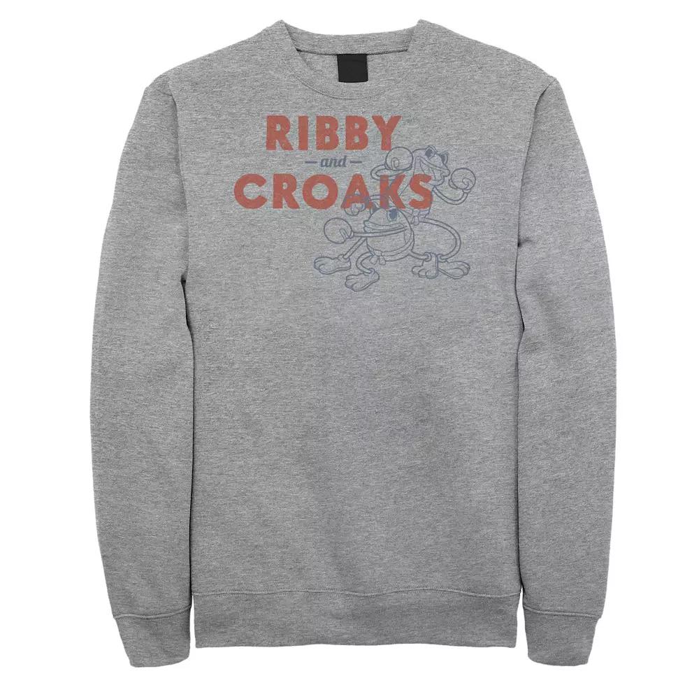Men's Cuphead Ribby And Croaks Outline Graphic Fleece Pullover,  Product Image