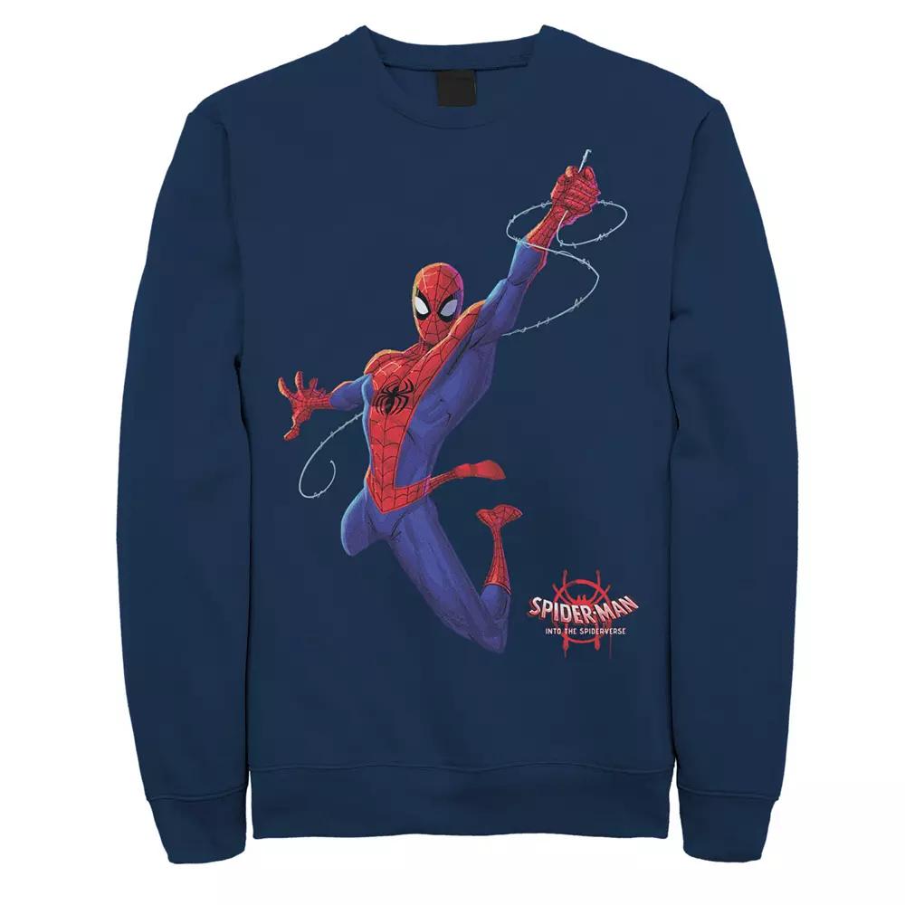 Mens Marvel Spider-Man Spiderverse Classic Swing Graphic Fleece Pullover Blue Product Image
