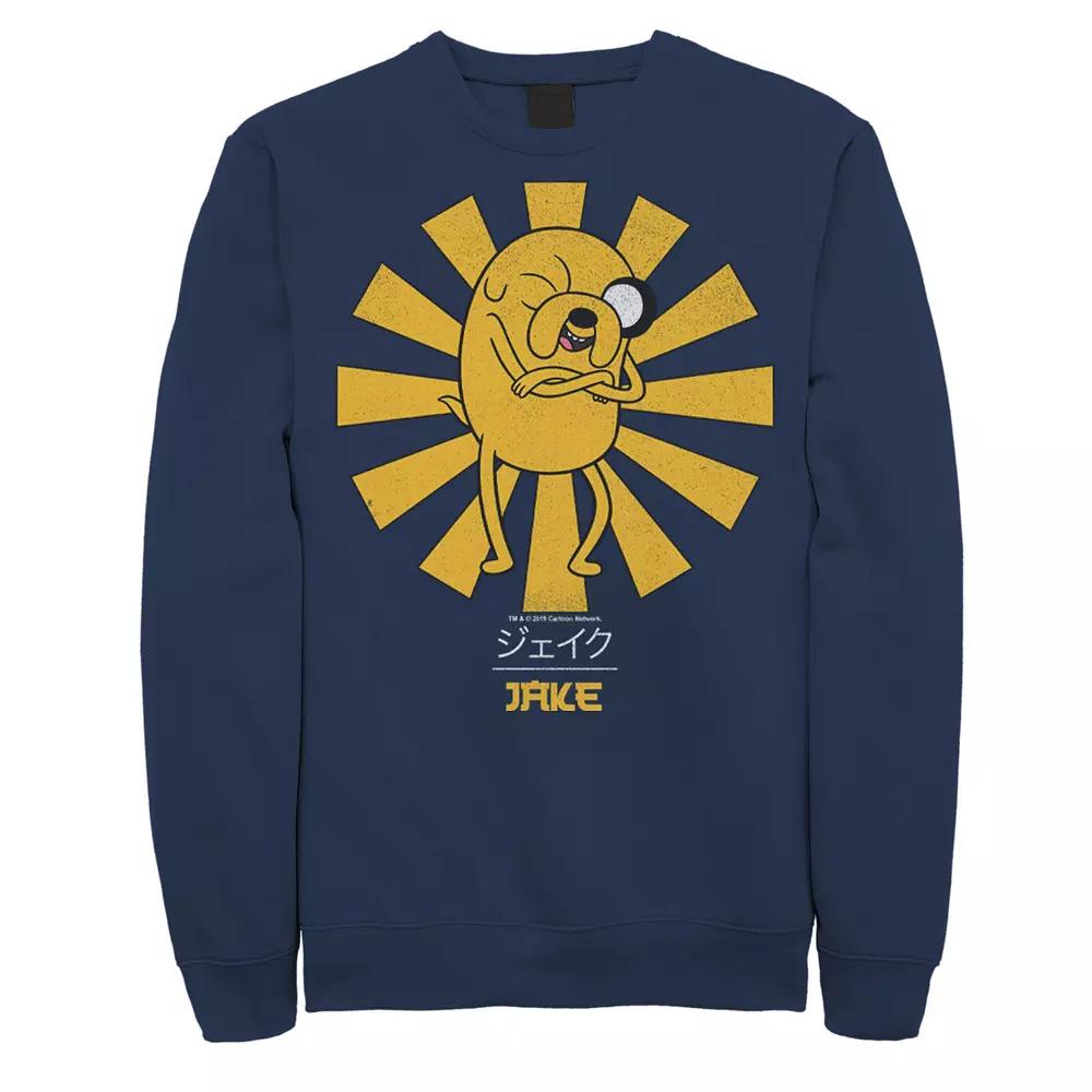 Mens Adventure Time Jake The Dog Kanji Portrait Pullover Fleece Blue Product Image