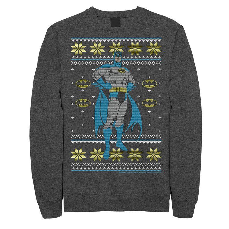 Men's DC Comics Batman Power Stance Christmas Sweater Style Sweatshirt,  Product Image
