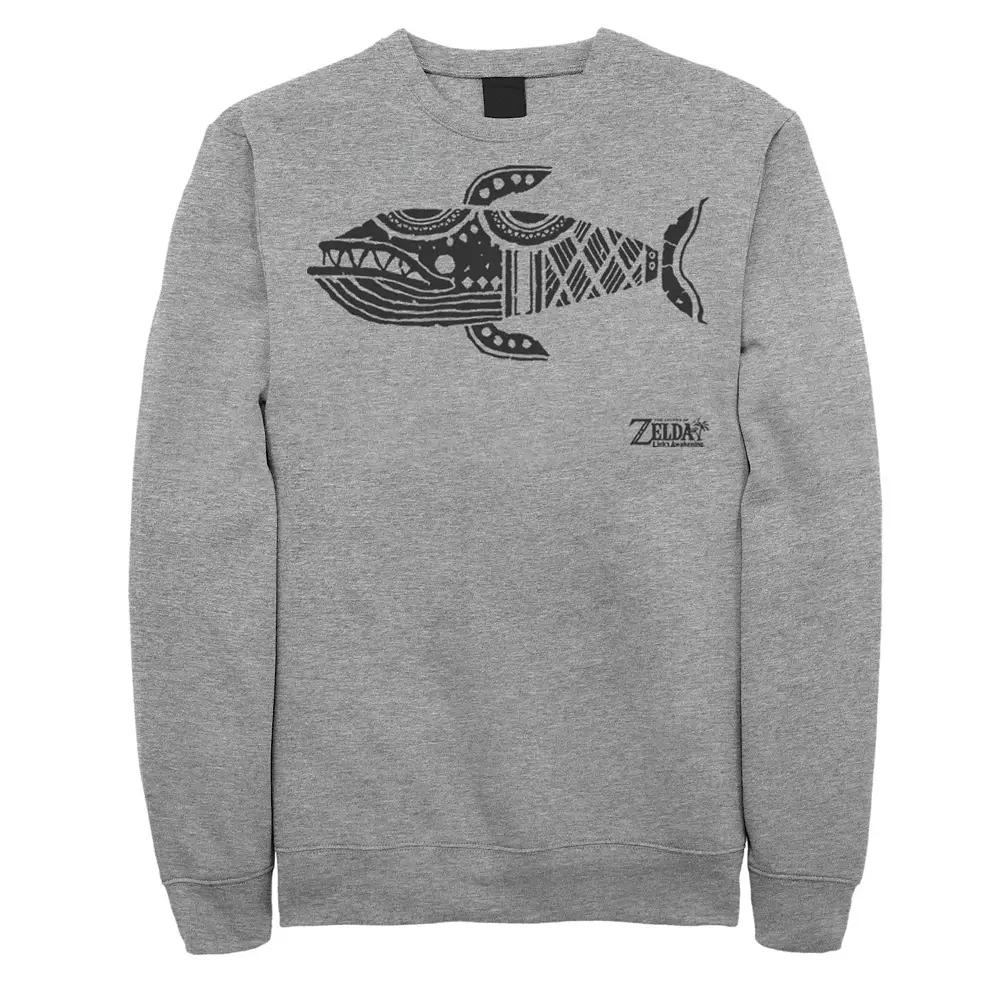 Men's Nintendo Legend Of Zelda Links Awakening Whale Glyph Portrait Logo Graphic Fleece Pullover,  Product Image