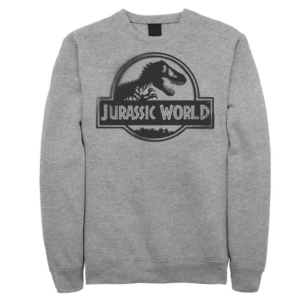 Men's Jurassic World Two Black Spray Paint Logo Sweatshirt, Size: Medium, Athletic Grey Product Image