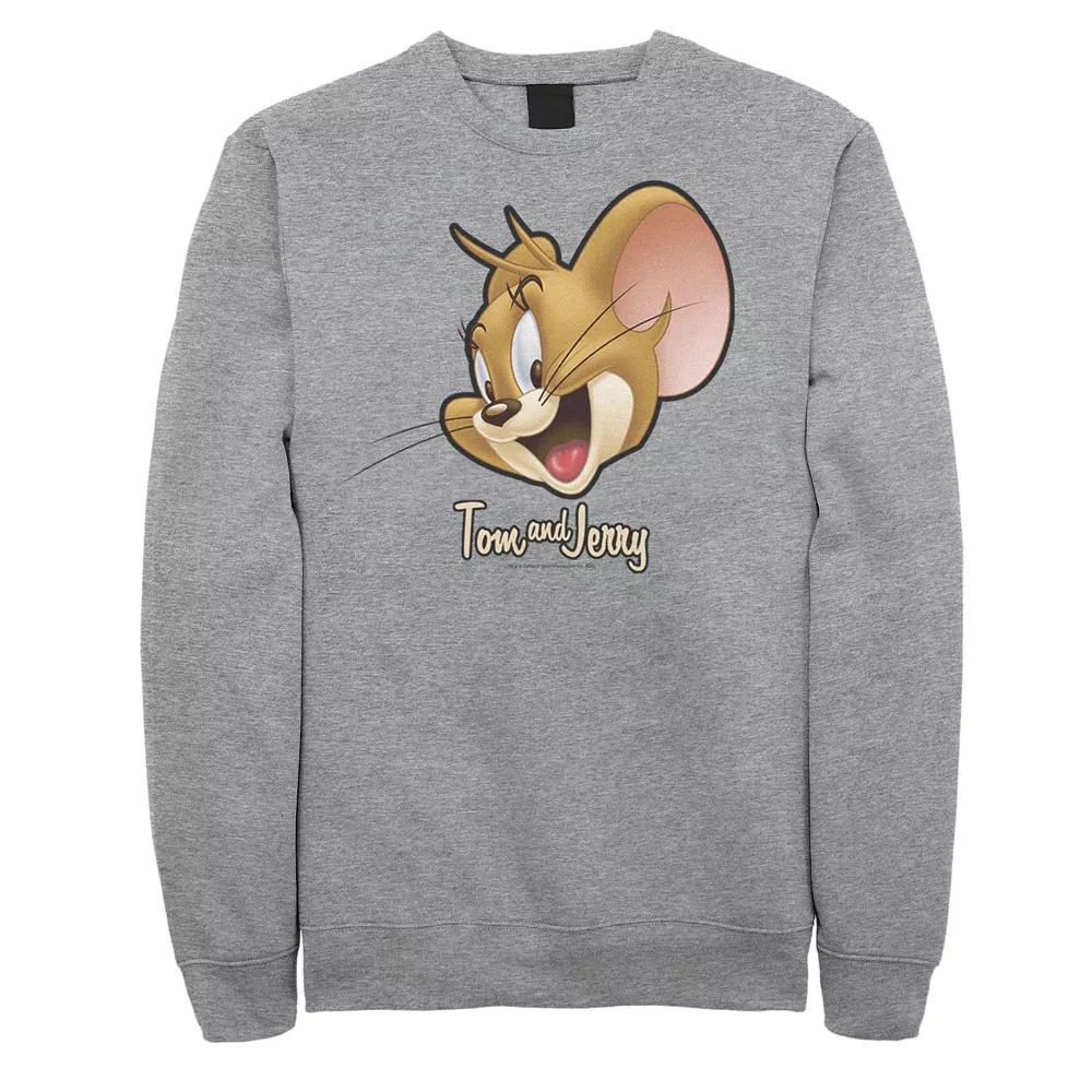 Men's Tom And Jerry Simple Jerry Big Face Sweatshirt, Size: Large, Athletic Grey Product Image