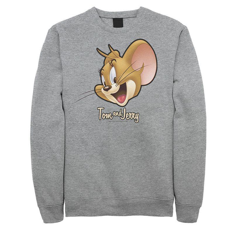 Men's Tom And Jerry Simple Jerry Big Face Sweatshirt, Size: Large, Athletic Grey Product Image