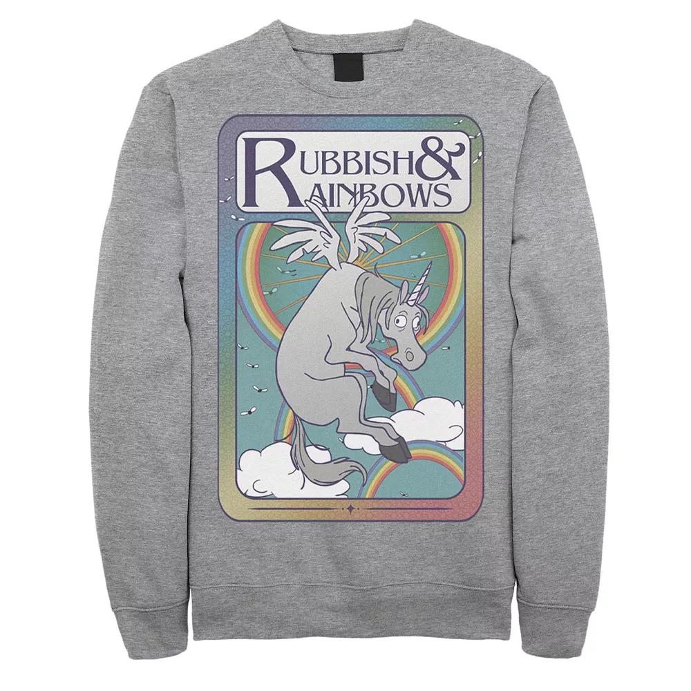 Disney / Pixar's Onward Men's Rubbish & Rainbows Card Sweatshirt, Size: Large, Athletic Grey Product Image