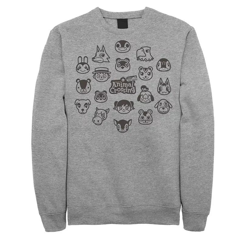 Big & Tall Animal Crossing Characters Heads Group Fleece Sweatshirt, Men's,  Product Image