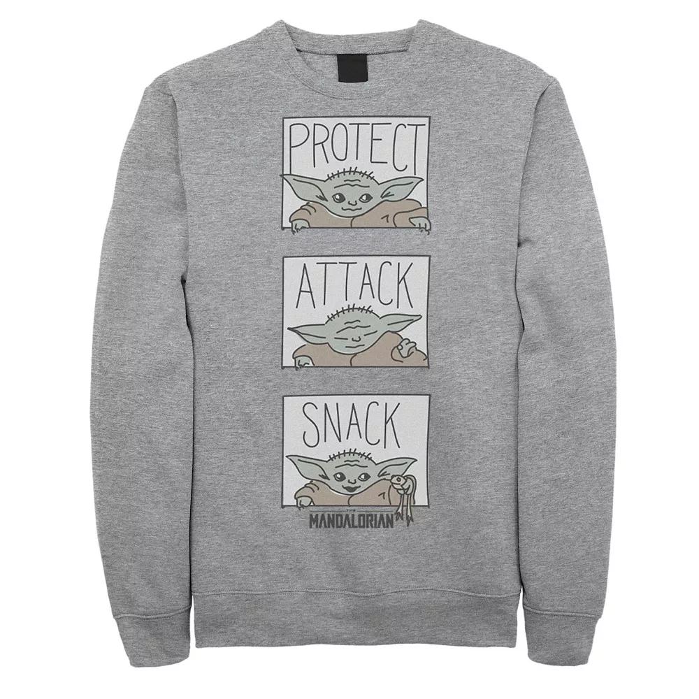 Men's Star Wars The Mandalorian The Child Protect Attack Snack Sweatshirt,  Product Image