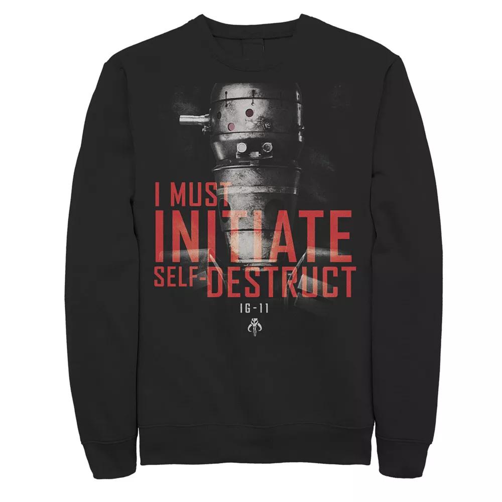 Men's Star Wars The Mandalorian IG-11 Self-Destruct Overlay Sweatshirt, Size: Small, Black Product Image