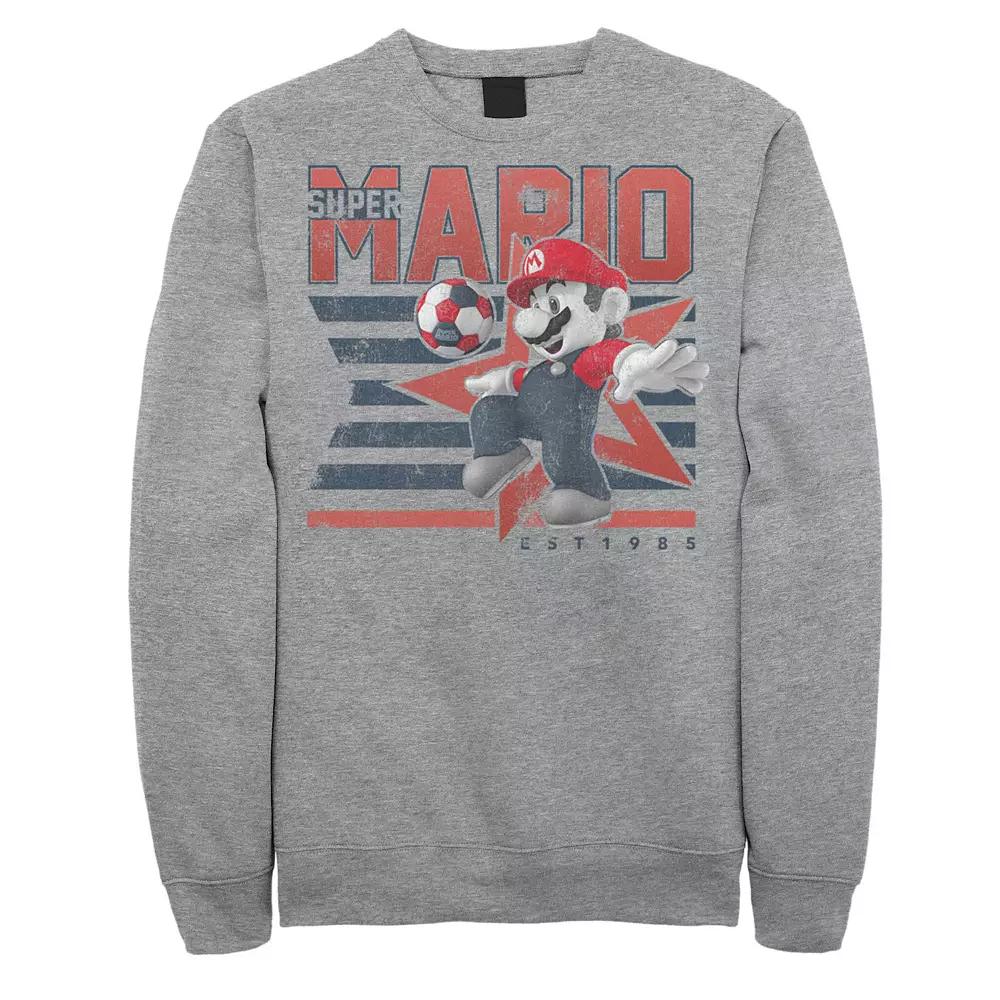 Men's Nintendo Super Mario Soccer Kick Star Poster Sweatshirt,  Product Image