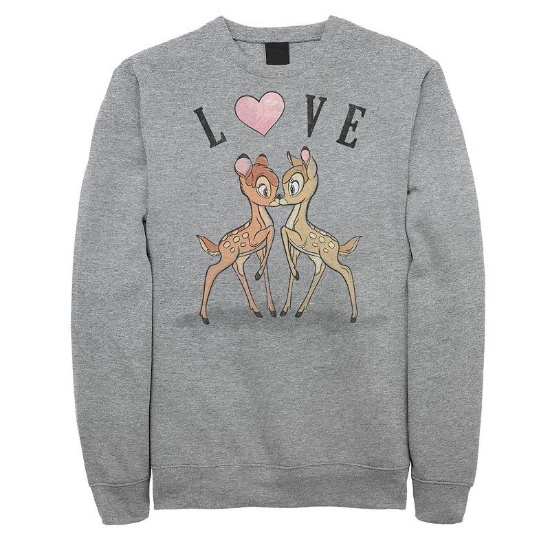 Disney's Bambi Men's Love Valentines Day Sweatshirt, Size: Large, Athletic Grey Product Image