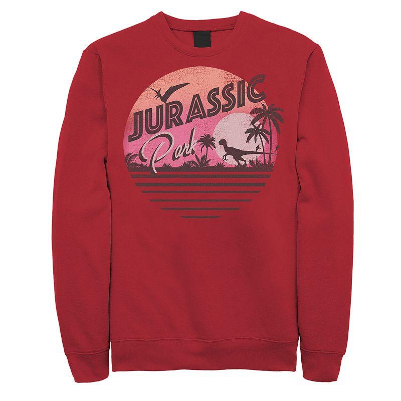 Men's Jurassic Park Pink Gradient Sunset Get Wild Graphic Graphic Fleece Pullover Pullover,  Product Image
