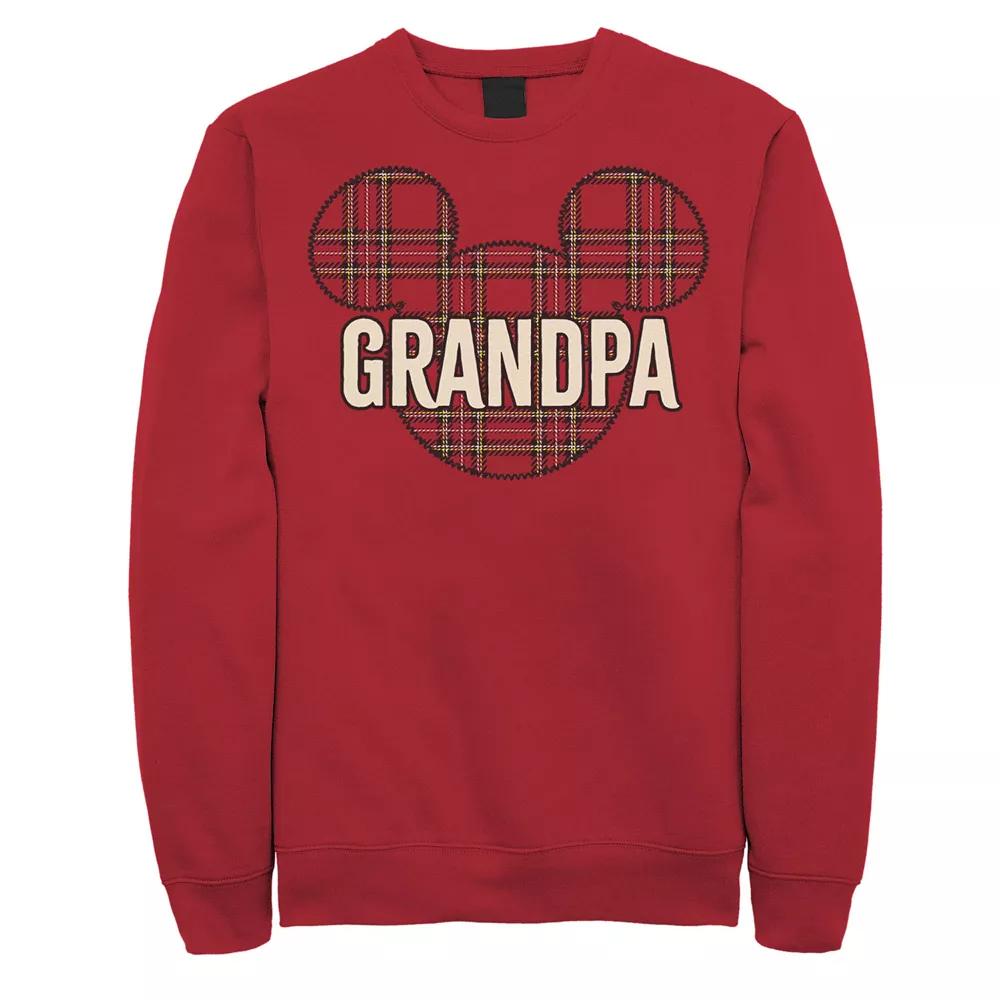 Disney's Mickey and Friends Christmas Plaid Mickey Grandpa Men's Sweatshirt,  Product Image