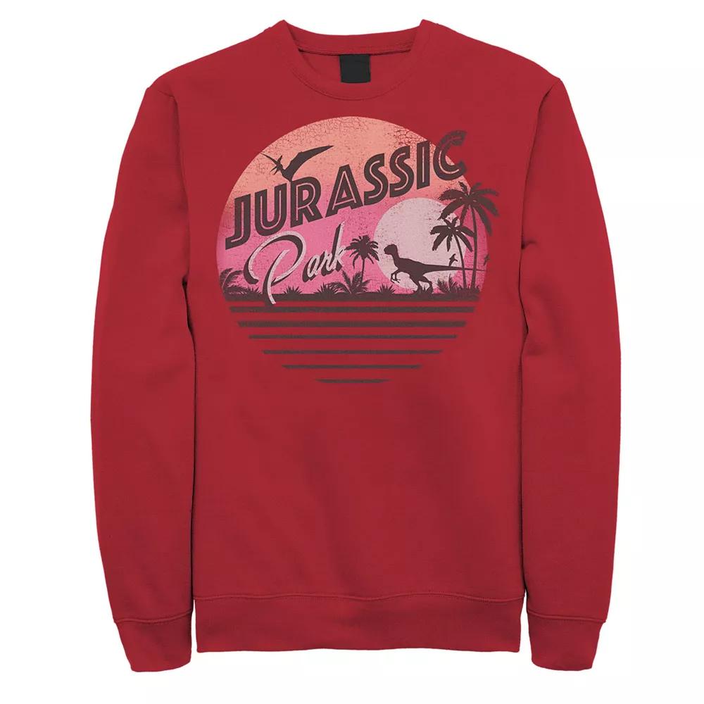 Men's Jurassic Park Pink Gradient Sunset Get Wild Graphic Graphic Fleece Pullover Pullover,  Product Image