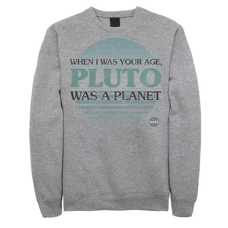 Men's NASA Pluto Was A Planet Graphic Fleece Pullover, Size: Medium, Athletic Grey Product Image