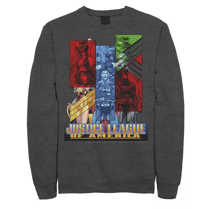 Men's DC Comics Justice League Of America Colorful Portrait Panels Sweatshirt,  Product Image