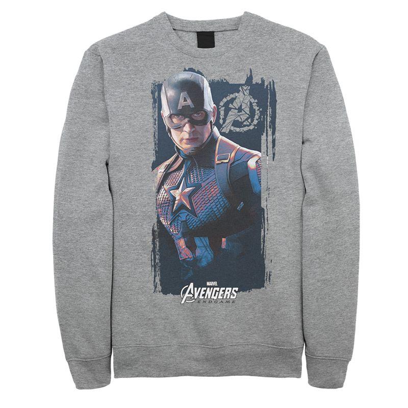 Men's Marvel Avengers Endgame Captain America Poster Sweatshirt, Size: Large, Athletic Grey Product Image