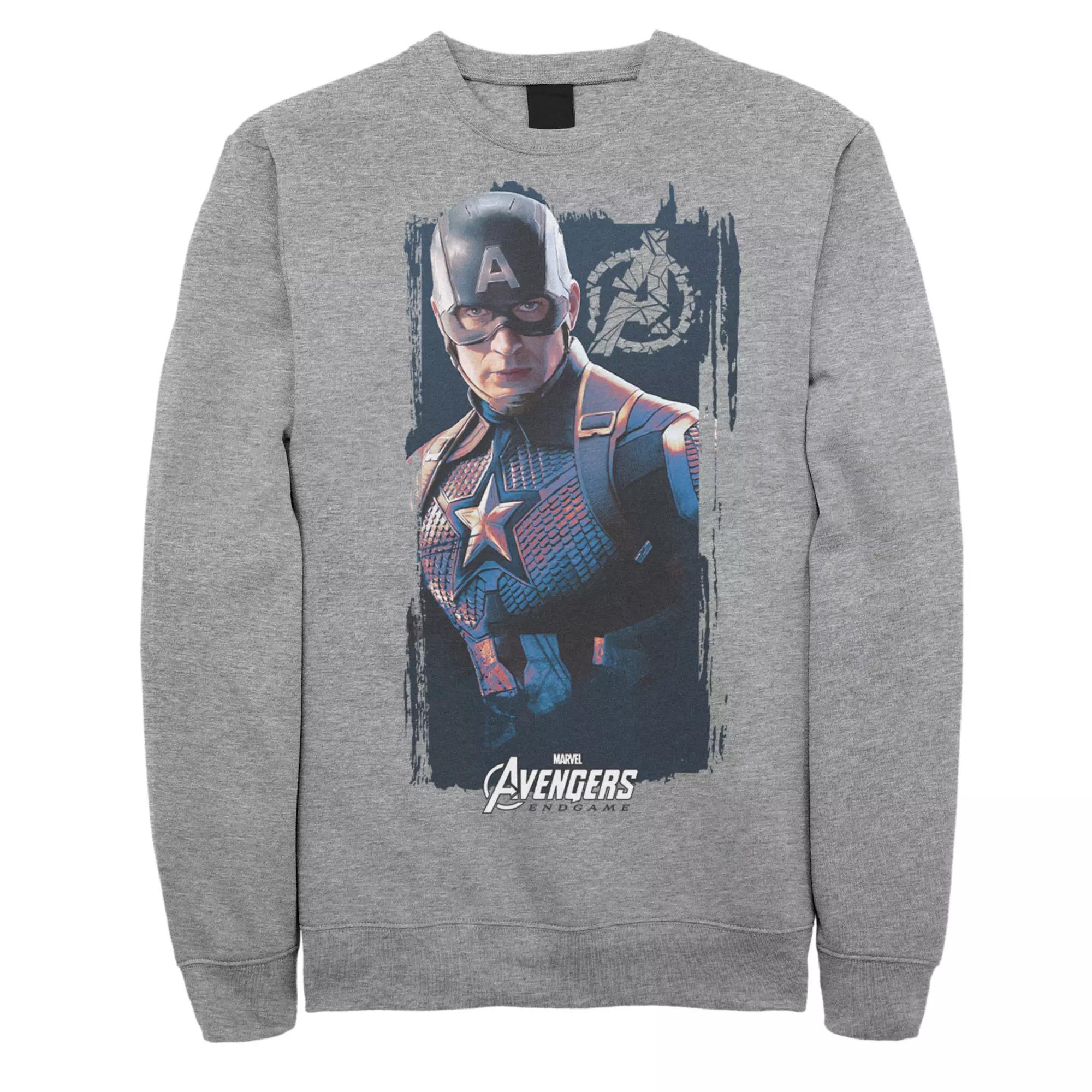 Men's Marvel Avengers Endgame Captain America Poster Sweatshirt, Size: Large, Athletic Grey Product Image