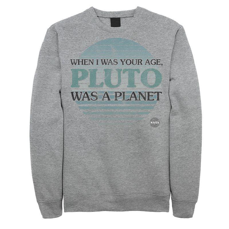 Men's NASA Pluto Was A Planet Graphic Fleece Pullover, Size: Medium, Athletic Grey Product Image