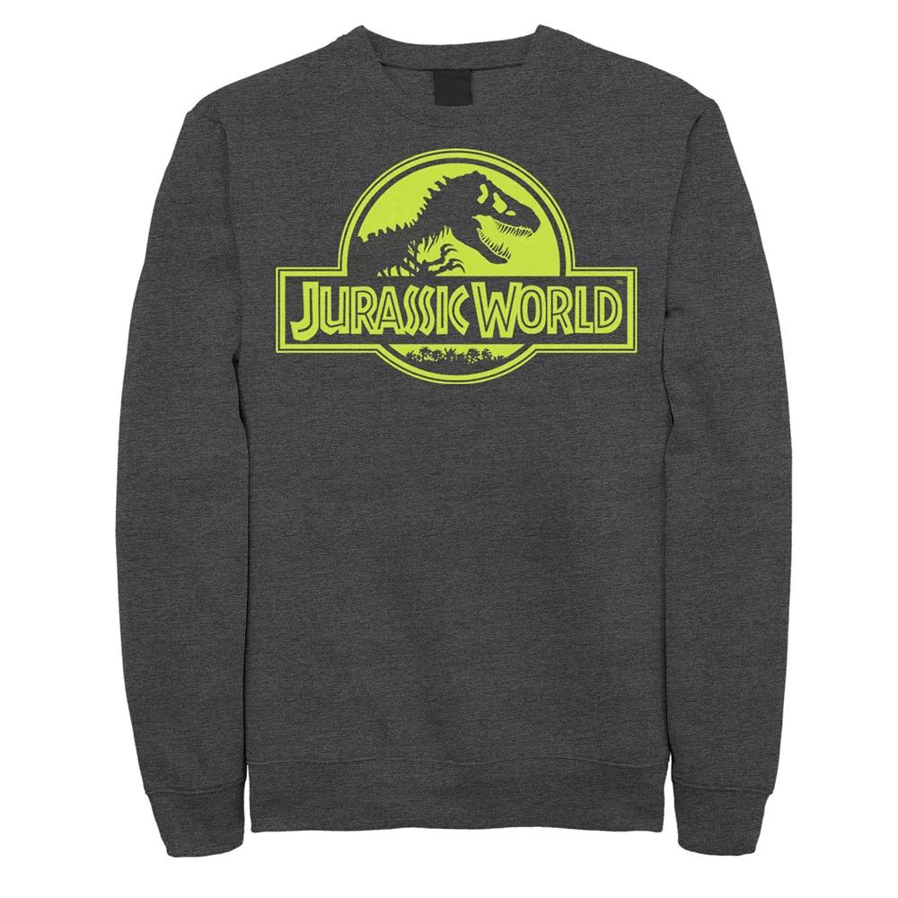 Men's Jurassic World Neon Green Classic Logo Fleece Graphic Pullover,  Product Image