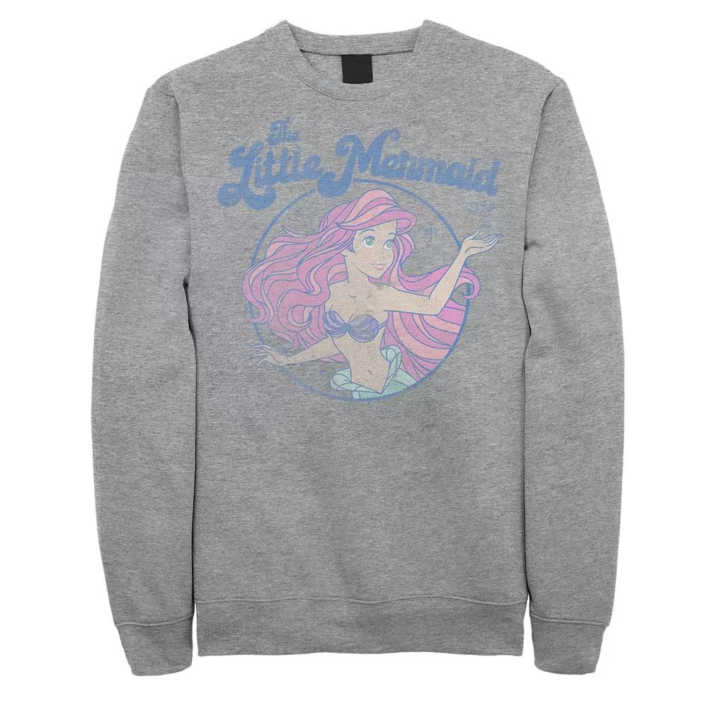 Disney's The Little Mermaid Ariel Men's Distressed Circle Portrait Sweatshirt, Size: XXL, Athletic Grey Product Image