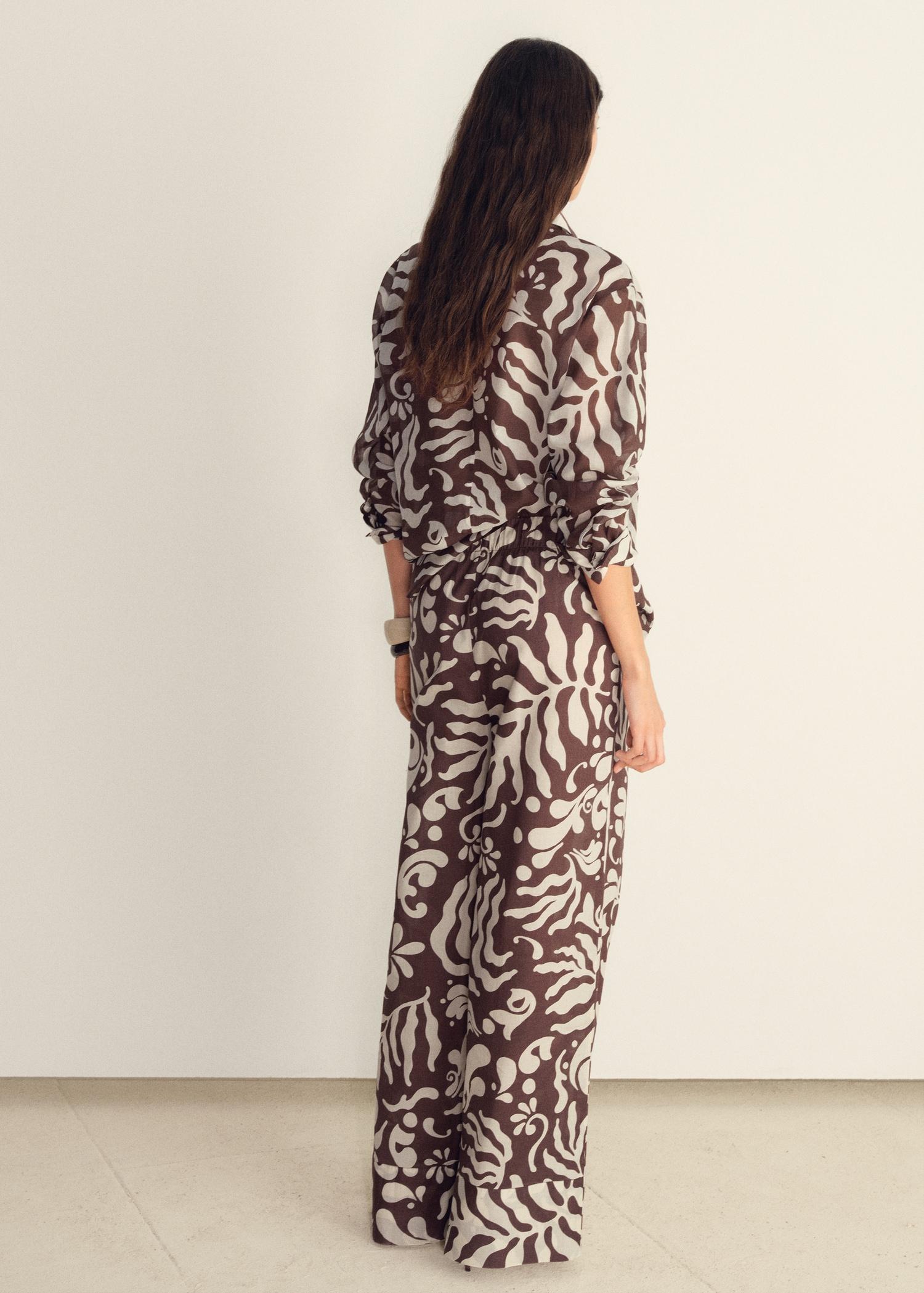 Printed cotton pants - Women | MANGO USA Product Image