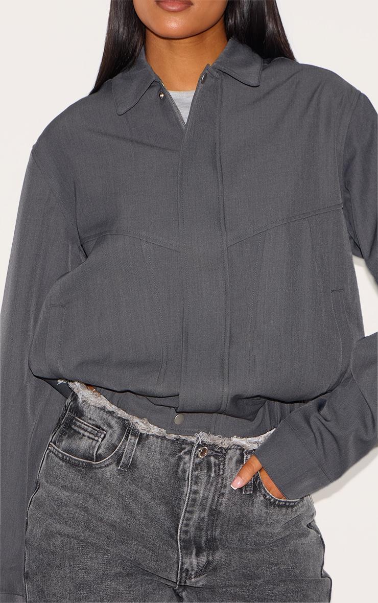 Tall Grey Oversized Utility Bomber Jacket Product Image