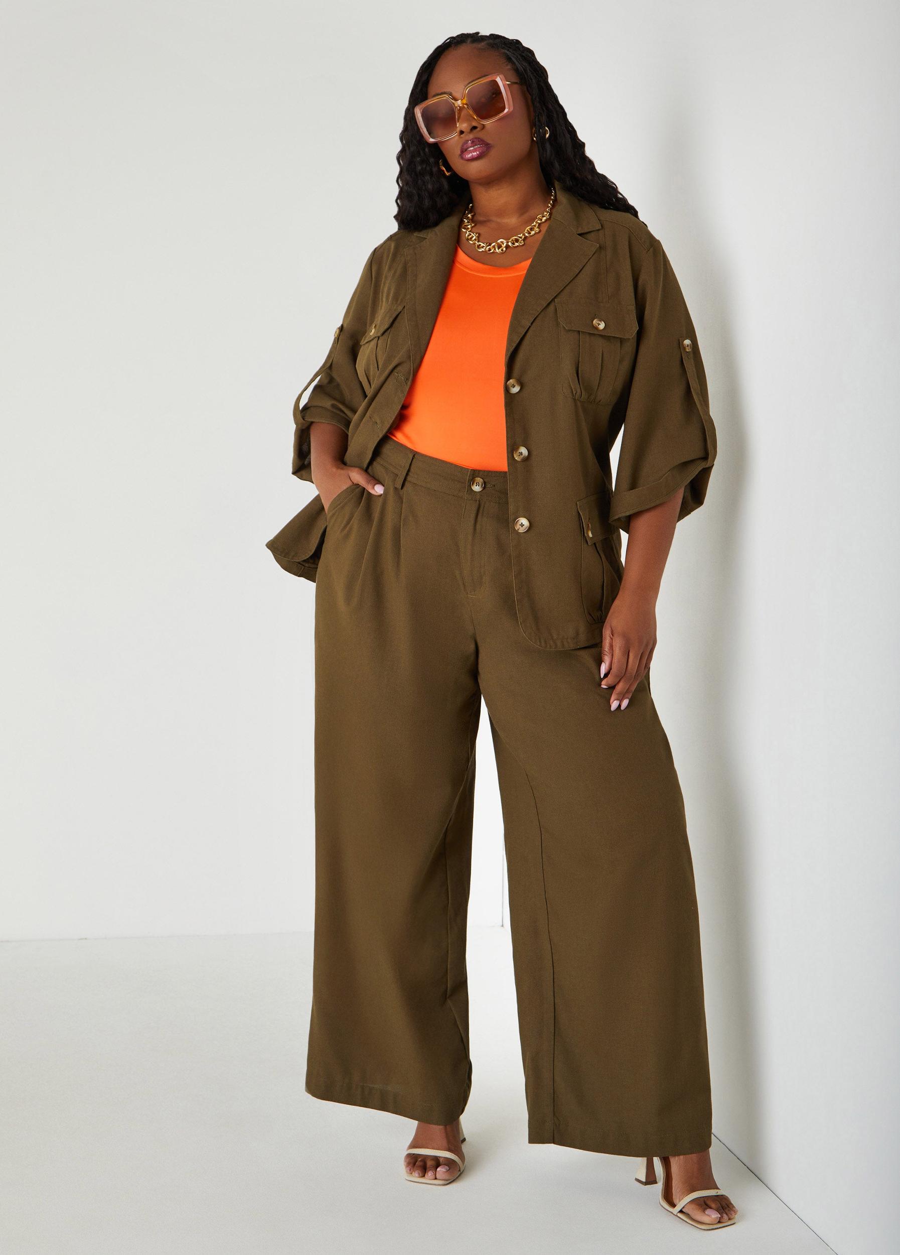 Plus Size Woven Cargo Jacket Ashley Stewart Product Image