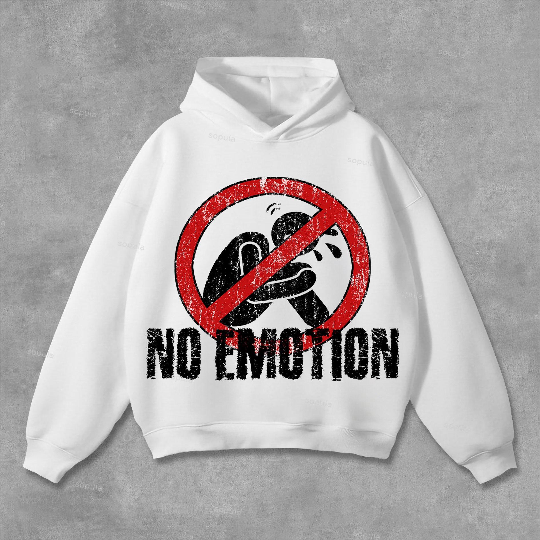 Streetwear No Emotion Graphic Print Hoodie Product Image