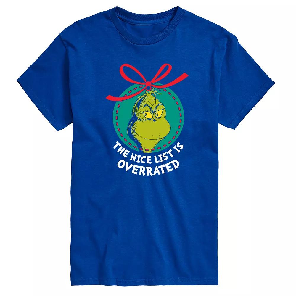Big & Tall Dr. Seuss The Grinch Nice List Overrated Graphic Tee, Men's,  Product Image