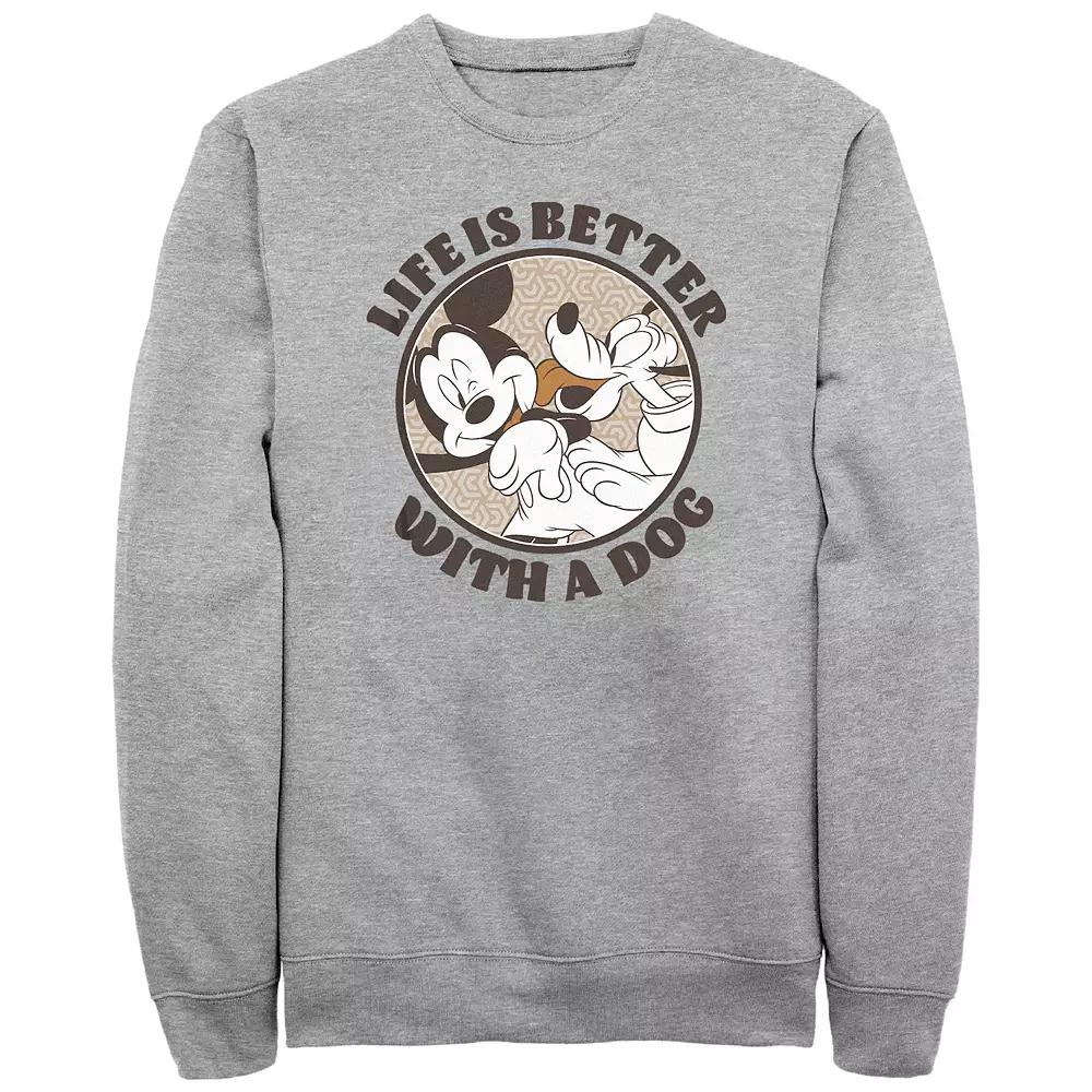 Disney's Mickey Mouse & Pluto Men's Life Is Better With A Dog Fleece Sweatshirt,  Product Image