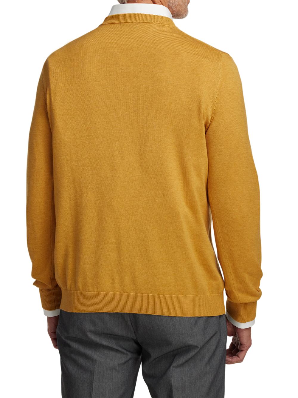 Supima Cotton V-neck Sweater - Mustard Product Image
