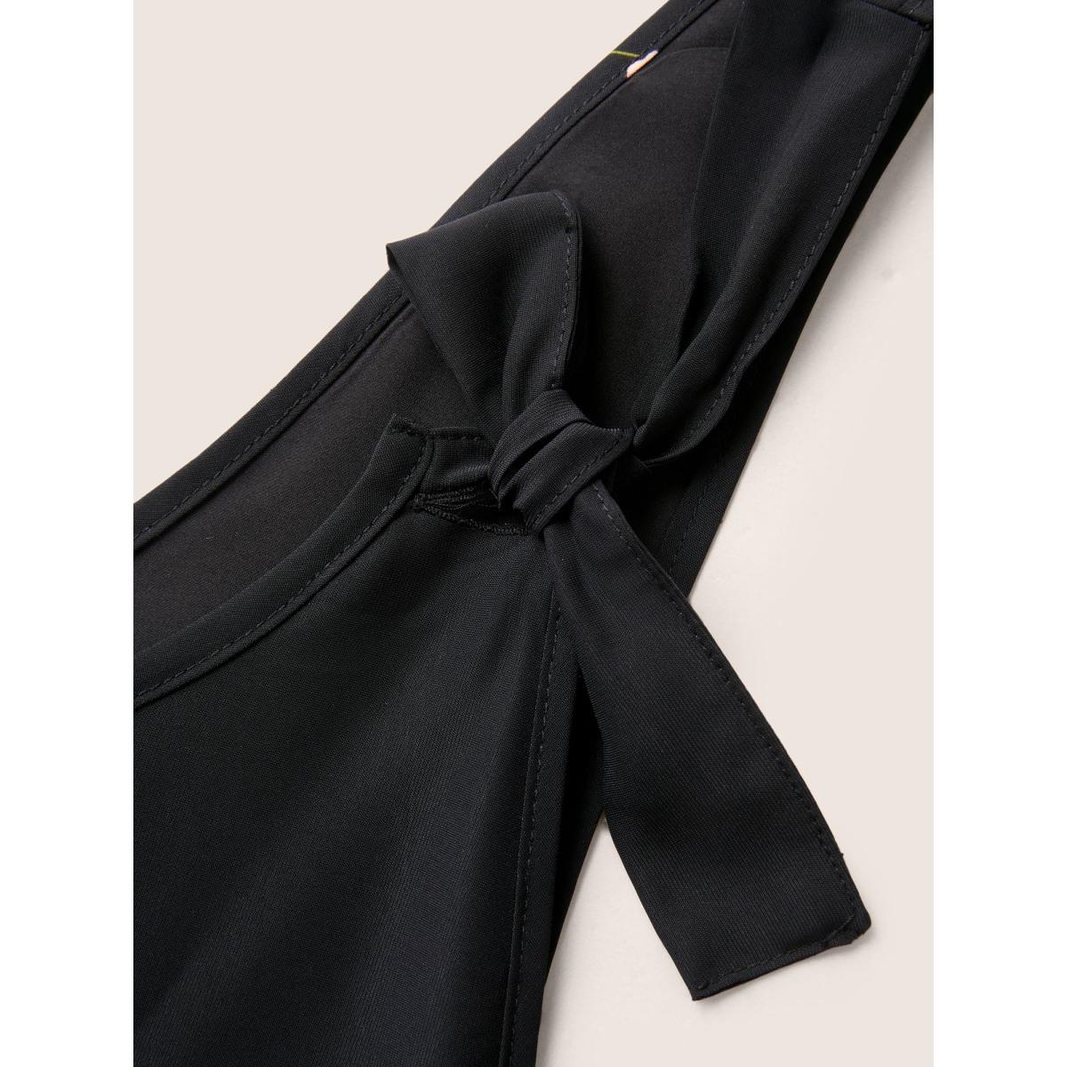 Plus Size Black Boho Print Patch Pocket Ties Jumpsuit Women Elegant Sleeveless Non Everyday Loose Jumpsuits BloomChic 14-16/1X Product Image