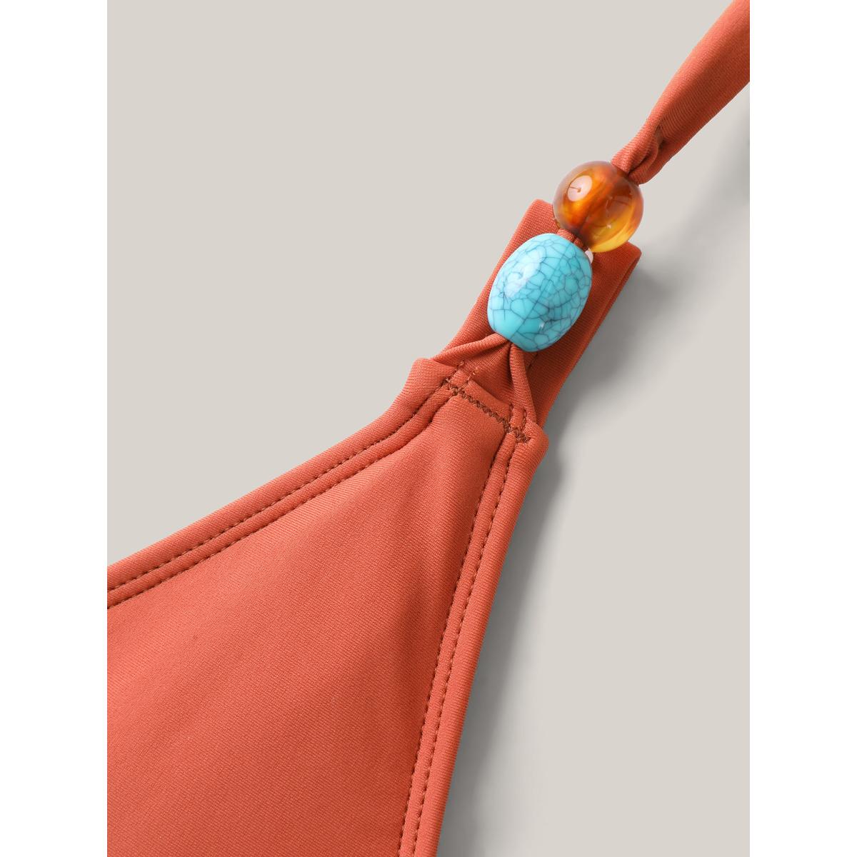 Plus Size Ruched Plunging Neck One-Piece Swimsuit Women's Swimwear Rust Beach Gathered Curve Bathing Suits High stretch One Pieces BloomChic 18-20/2X Product Image