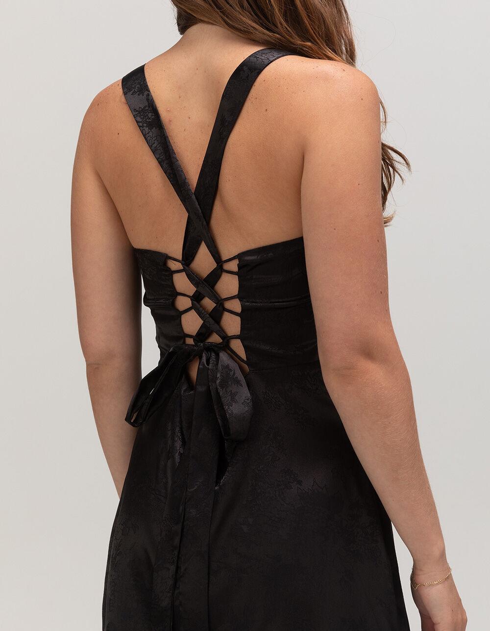 LULUS Satin Jacquard Womens Dress - BLACK Product Image