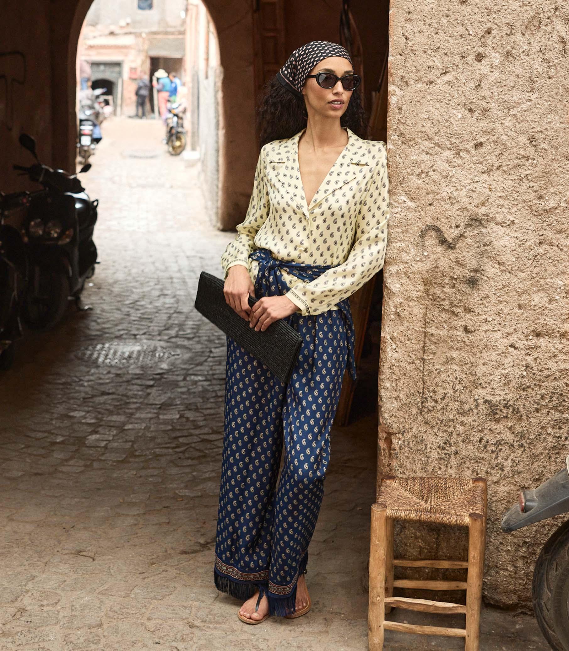 LAVON FRINGE PANT -- BLEU TAORMINA PAISLEY Product Image